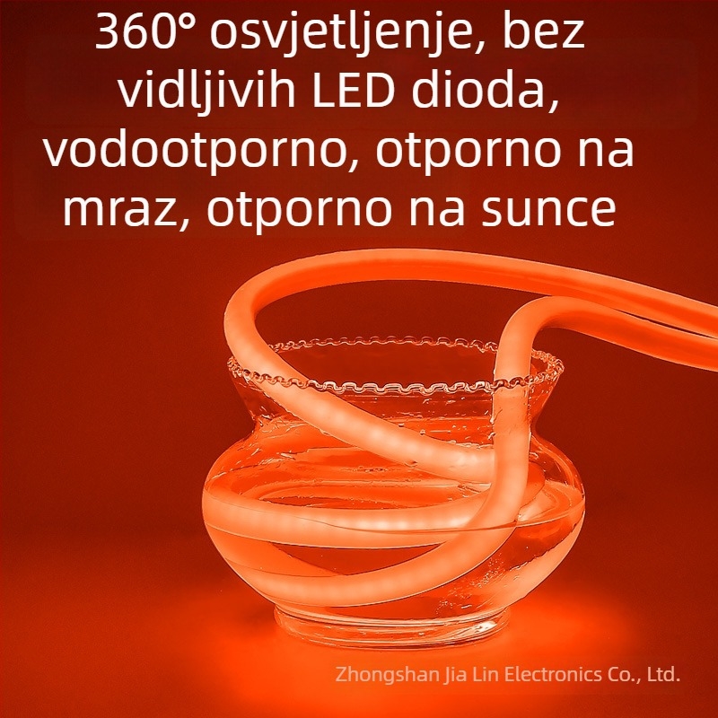 Kružni LED neonski trak, širina 14 mm, 220V, fleksibilan, vanjska vodootporna rasvjeta s 360° osvjetljenjem