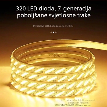 220V Vodootporna LED traka s pet redova, 320 LED, visoka svjetlost za ambijentalno osvjetljenje dnevnog boravka