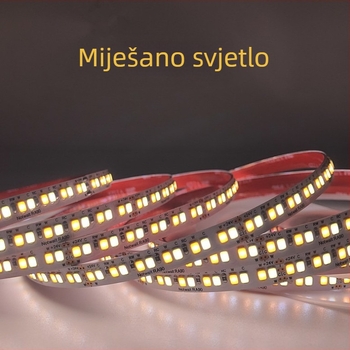 2835 LED mekani svjetlosni trak, 240 LED-a, dvobojna temperatura boje CCT, prilagodljiva jačina, trobojni visok CRI, osvjetljenje ormara niskog napona