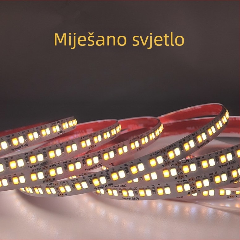 2835 LED mekani svjetlosni trak, 240 LED-a, dvobojna temperatura boje CCT, prilagodljiva jačina, trobojni visok CRI, osvjetljenje ormara niskog napona