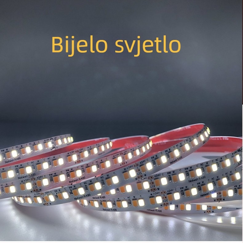 2835 LED mekani svjetlosni trak, 240 LED-a, dvobojna temperatura boje CCT, prilagodljiva jačina, trobojni visok CRI, osvjetljenje ormara niskog napona