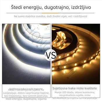 Cob LED traka 24V, 360 LED-a, CRI 90, 11W/m, dimmabilna, daljinsko/pametno upravljanje, unutarnje stropno linearno osvjetljenje, 5 m rolna