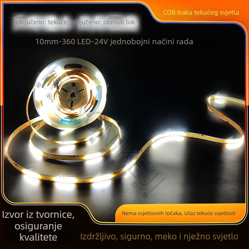 Cob LED traka 24V, 360 LED-a, CRI 90, 11W/m, dimmabilna, daljinsko/pametno upravljanje, unutarnje stropno linearno osvjetljenje, 5 m rolna