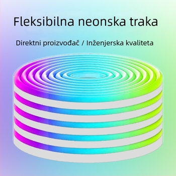 Silikonska LED traka s RGB ambijentalnim bojama, Bluetooth upravljanje, vodootporna, za vanjsku upotrebu, 24/60/72 LED