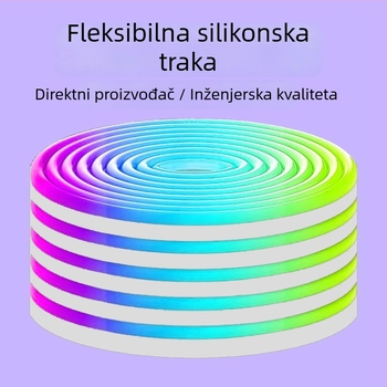 Silikonska LED traka s RGB ambijentalnim bojama, Bluetooth upravljanje, vodootporna, za vanjsku upotrebu, 24/60/72 LED