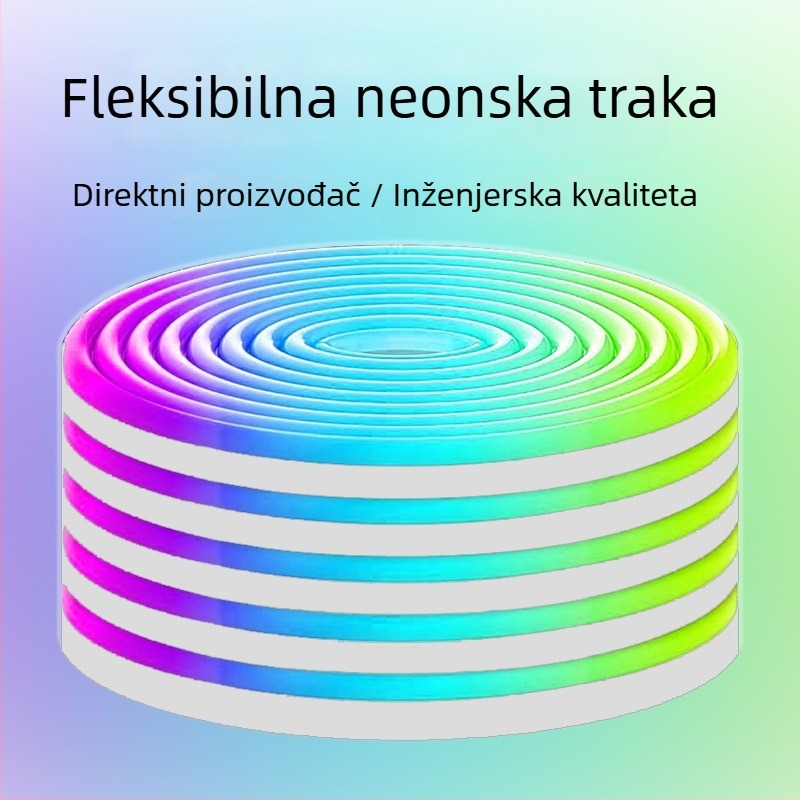 Silikonska LED traka s RGB ambijentalnim bojama, Bluetooth upravljanje, vodootporna, za vanjsku upotrebu, 24/60/72 LED