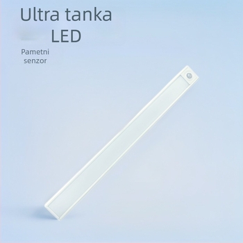 Ultra-tanka LED traka sa senzorom pokreta, pametna, samoljepljiva, punjiva, za ormariće, vinske ormariće i garderobne ormariće, s mogućnošću prigušivanja
