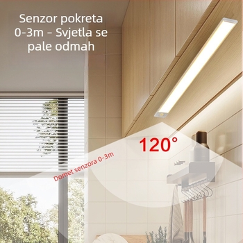 Ultra-tanka LED traka sa senzorom pokreta, pametna, samoljepljiva, punjiva, za ormariće, vinske ormariće i garderobne ormariće, s mogućnošću prigušivanja