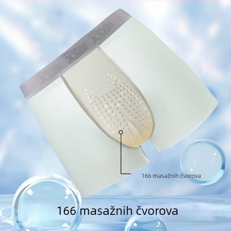 100A antibakterijske muške boxerice od ice silk s masažnim zrncima, prozračna mreža