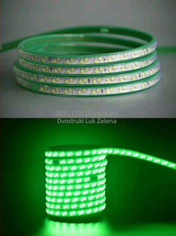 LED traka za rasvjetu - nagnuta tri reda, 2835, vanjska vodootporna, višebojna: ružičasta, žuta, crvena, zelena, plava, 220V, 5730