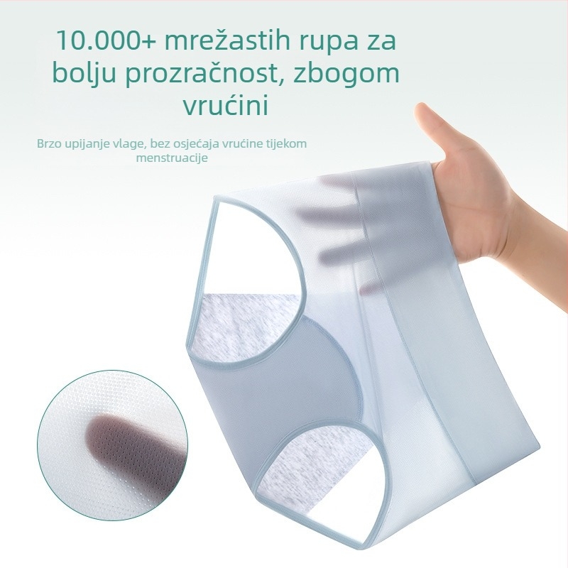 Ice Silk menstrualne gaćice za žene, zaštita od curenja tijekom mjesečnice, visokog struka, prozračne i udobne