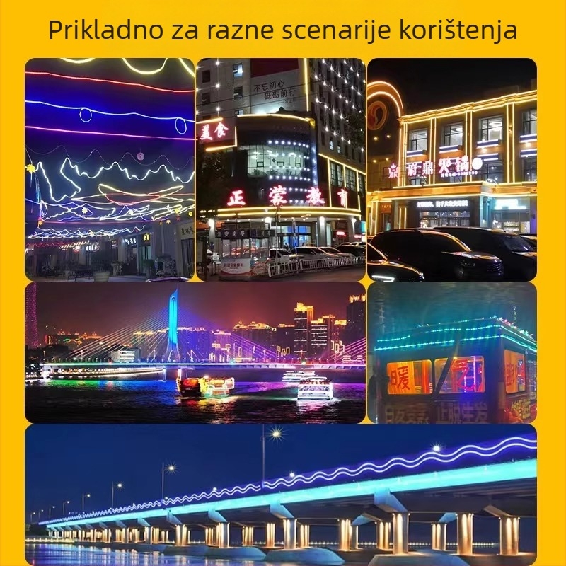 Vanjska vodootporna LED traka za reklamu, RGB šest boja tekući efekt svjetla, visoka svjetlina, 144 LED