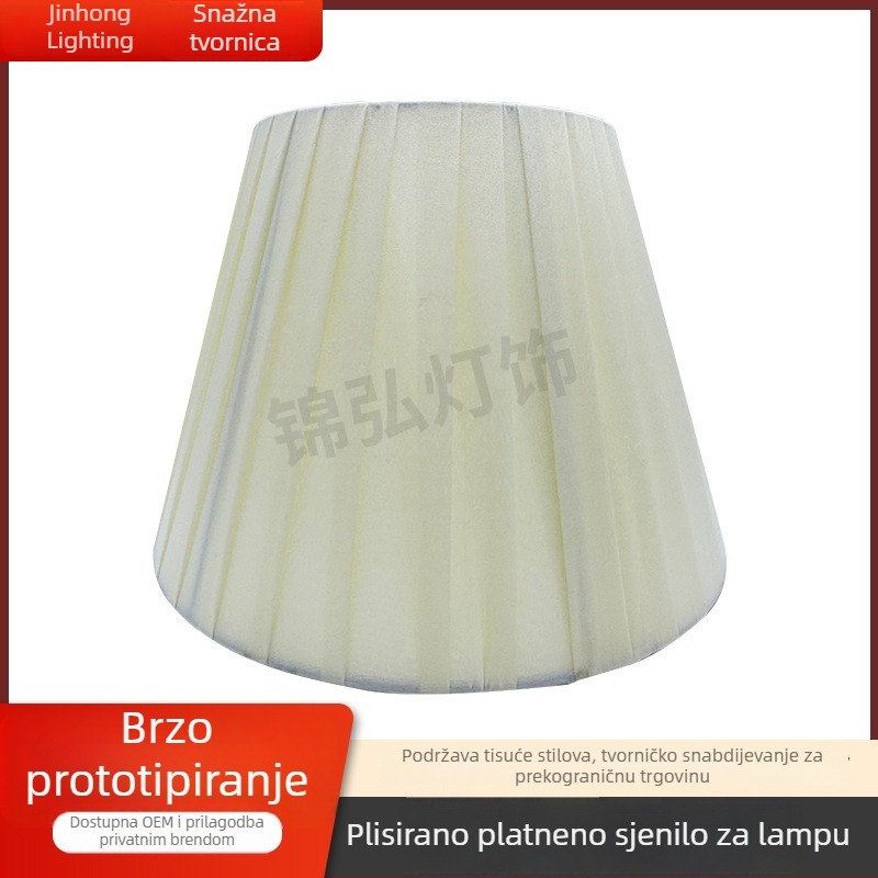 Korejski vintage plisirani platneni abažur za lampu E27, za stolnu i viseću rasvjetu
