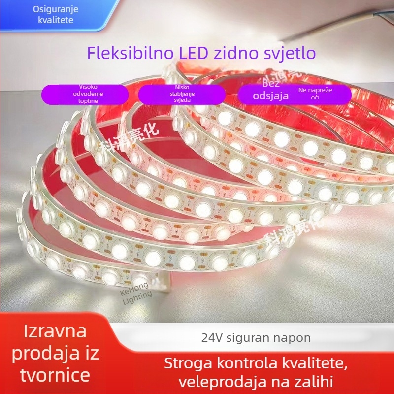 24V LED zidna svjetlosna traka s difuznom lećom, savitljiva, vanjska vodootporna fleksibilna rasvjeta