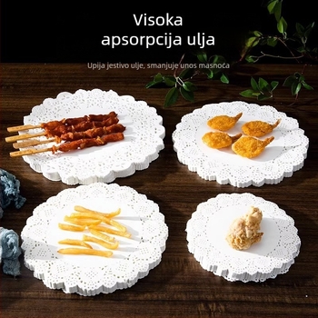 Kružni papir za pečenje s čipkastim rubom, papir za upijanje ulja, podloga za pečenje kolača i deserata, 300 listova