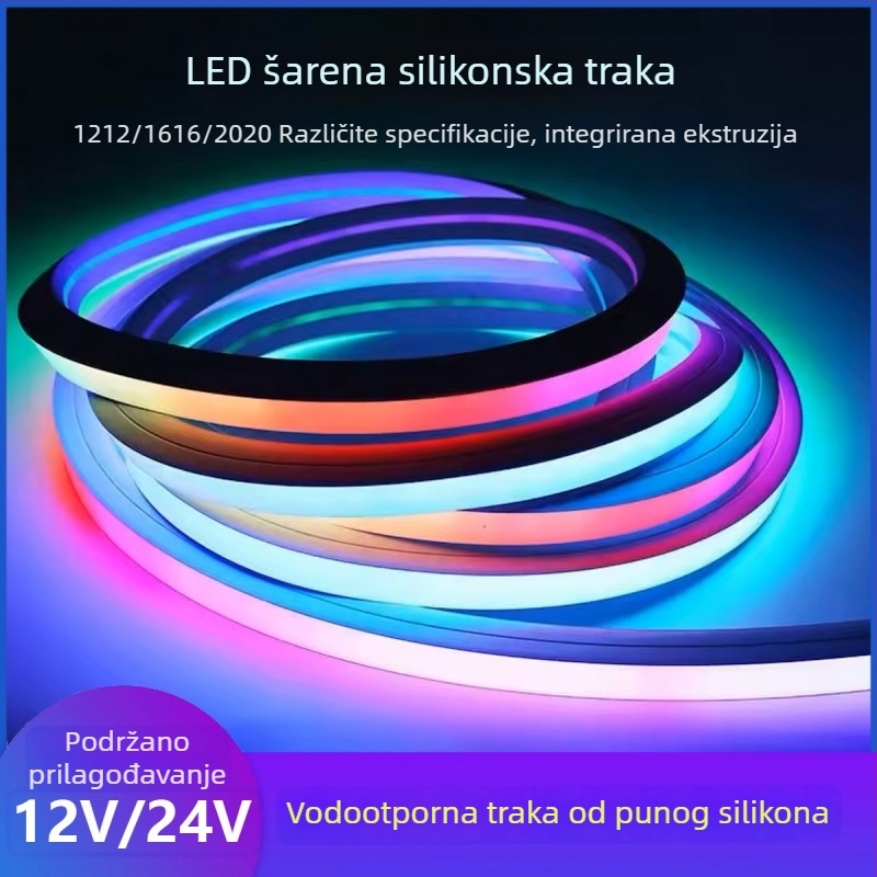 RGB silikon LED traka za vanjsku upotrebu, vodootporna, programabilni efekti, fleksibilno višebojno neon svjetlo