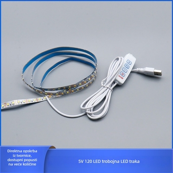 5V trobojna LED traka za fotografski okvir, širina 8 mm, 2835 LED, USB s 4 tipke za glatko podešavanje jačine svjetla
