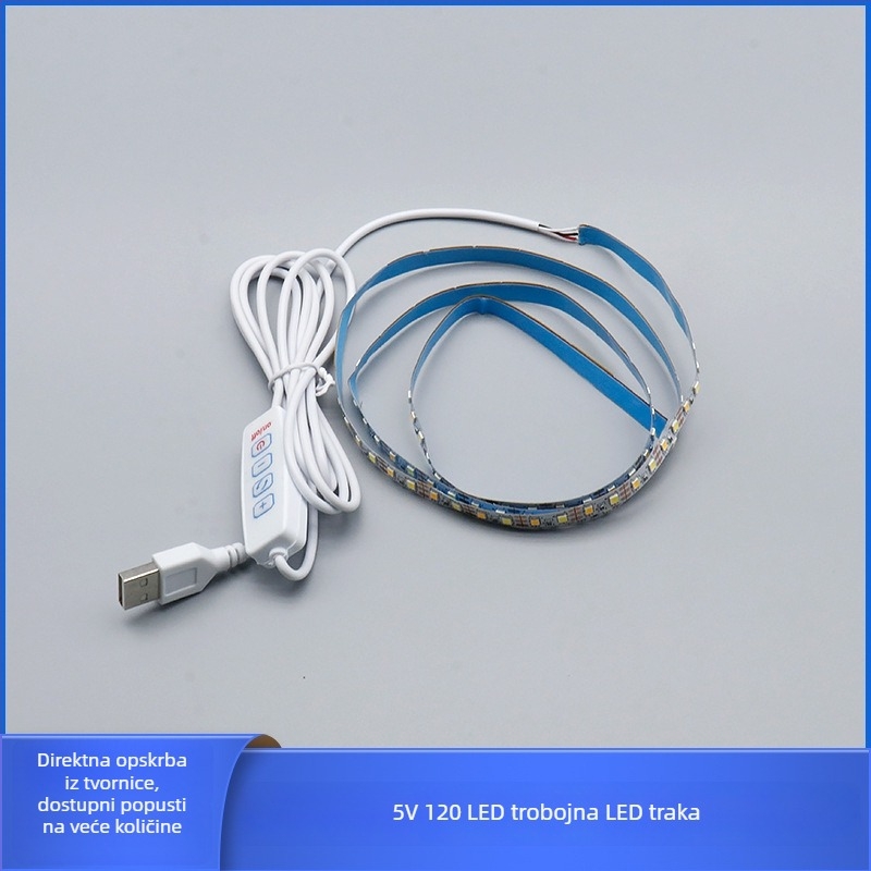 5V trobojna LED traka za fotografski okvir, širina 8 mm, 2835 LED, USB s 4 tipke za glatko podešavanje jačine svjetla