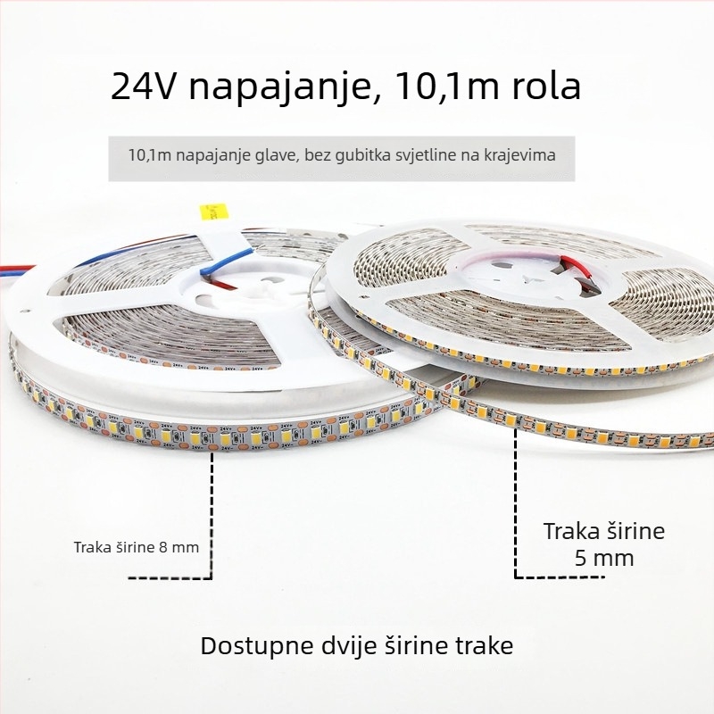 LED traka za osvjetljenje, rezanje po segmentima, niska napetost 12V/24V, samoljepljiva, visoka svjetlina, dekorativne linije