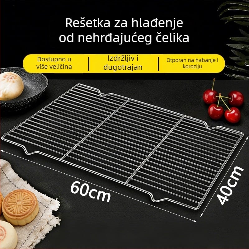 Nerđajući čelična rešetka za hlađenje kruha i kolača, s visokim nogama, mrežasta rešetka za pećnicu i roštilj, komercijalne namjene