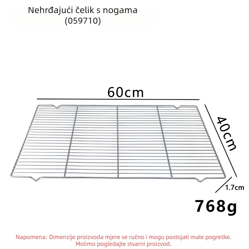 Nerđajući čelična rešetka za hlađenje kruha i kolača, s visokim nogama, mrežasta rešetka za pećnicu i roštilj, komercijalne namjene