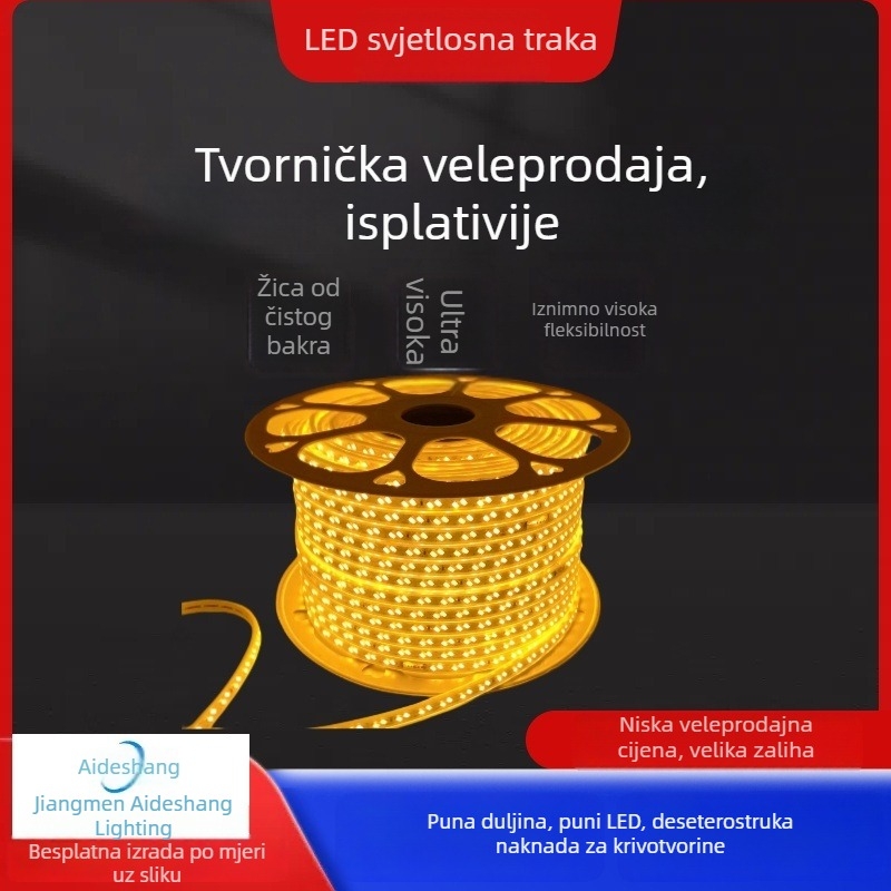 LED trak visokonaponska, dvostruki red, vodootporan za vanjsku upotrebu, 220V, nježno ambijentalno svjetlo