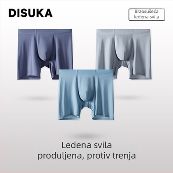 Muške bokserice od hladne svile za sport, bez šavova, s dugim nogama, produžene duljine