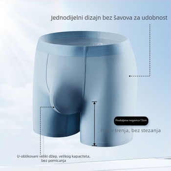 Muške bokserice od hladne svile za sport, bez šavova, s dugim nogama, produžene duljine
