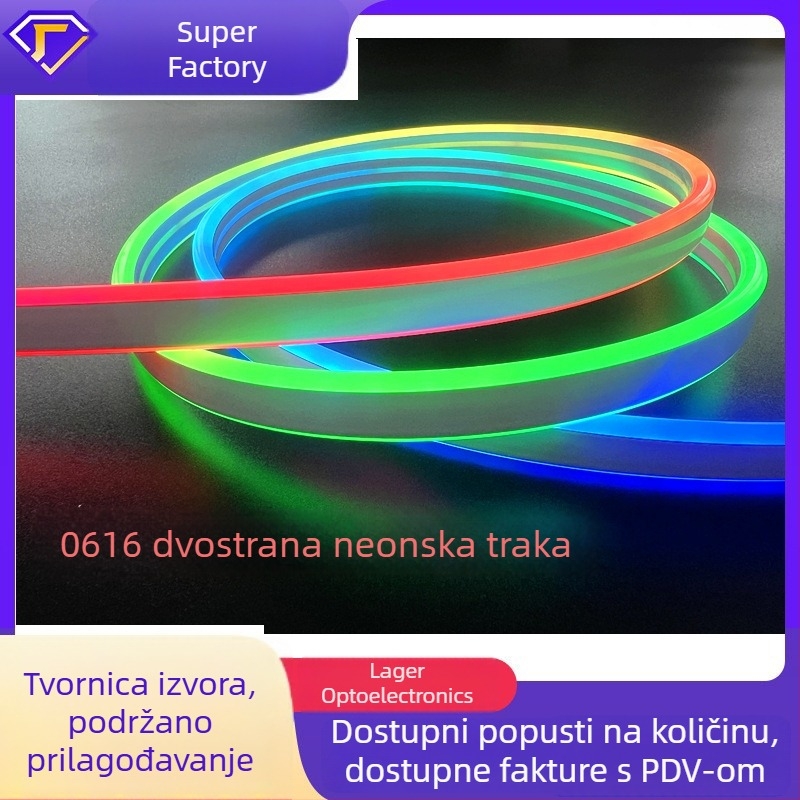24V Silikonski LED neonski trak, dvostrano osvjetljenje, vanjska upotreba, 120 LED 5050