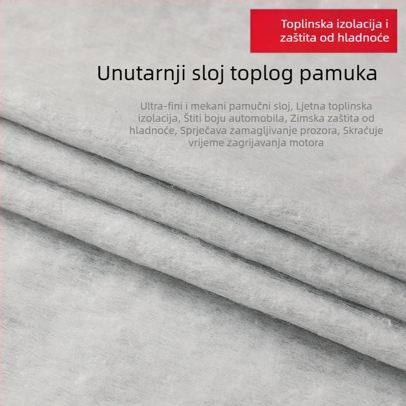 Pokrov za auto od pamuk-velura, debeli, vodootporan i UV zaštita, s reflektirajućim trakama, zaštita od prašine i toplinska izolacija, potpuno pokriće