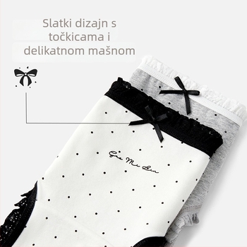 Pamukaste gaćice s mašnicom, s točkicama, srednji pojas, pamukasta podstava u preponama, čipkasti rub, prozračne