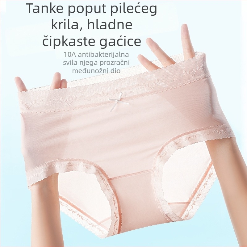 Ženske gaćice od ledenog svile, srednji pojas, prozračne i antibakterijske, trokutaste gaćice, jednobojne