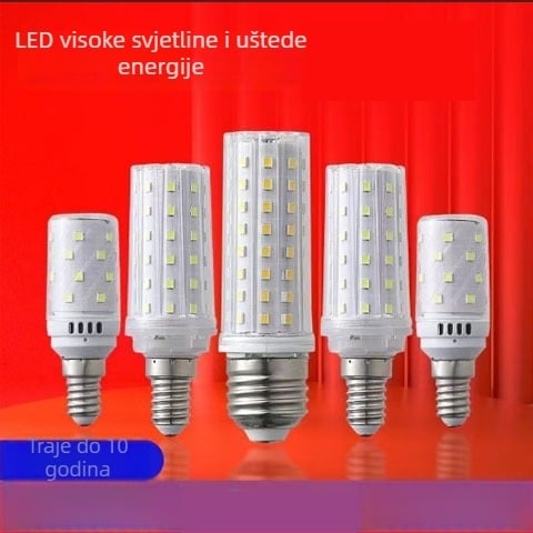 LED kukuruzna žarulja za kućno osvjetljenje, izuzetno svijetla, bez sjene, tri boje temperature, pogodna za viseće i stolne lampe, s E14 i E27 utičnicama.