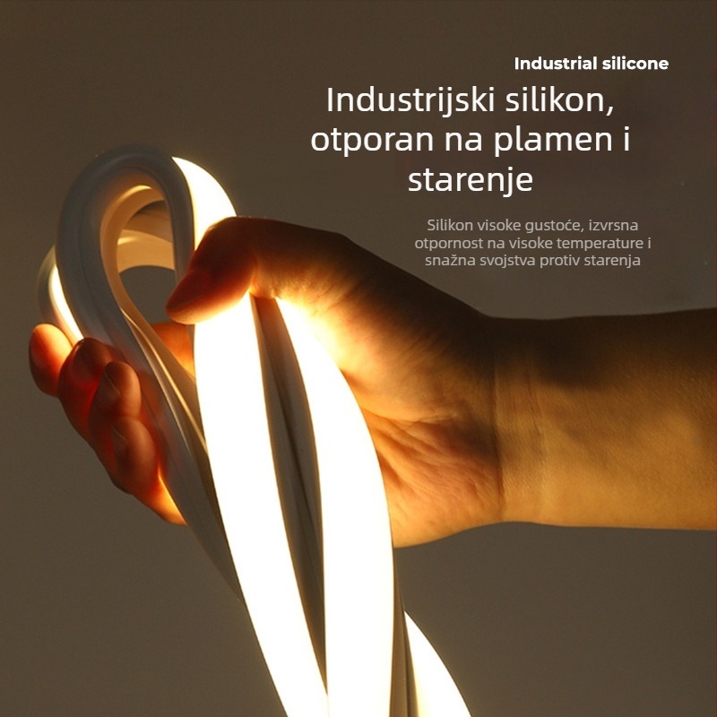 Prilagođena silikonska LED traka 220V, fleksibilna vodootporna LED traka, 180 LED dioda 3528, 8W, 30° snop, unutarnje dekorativno osvjetljenje