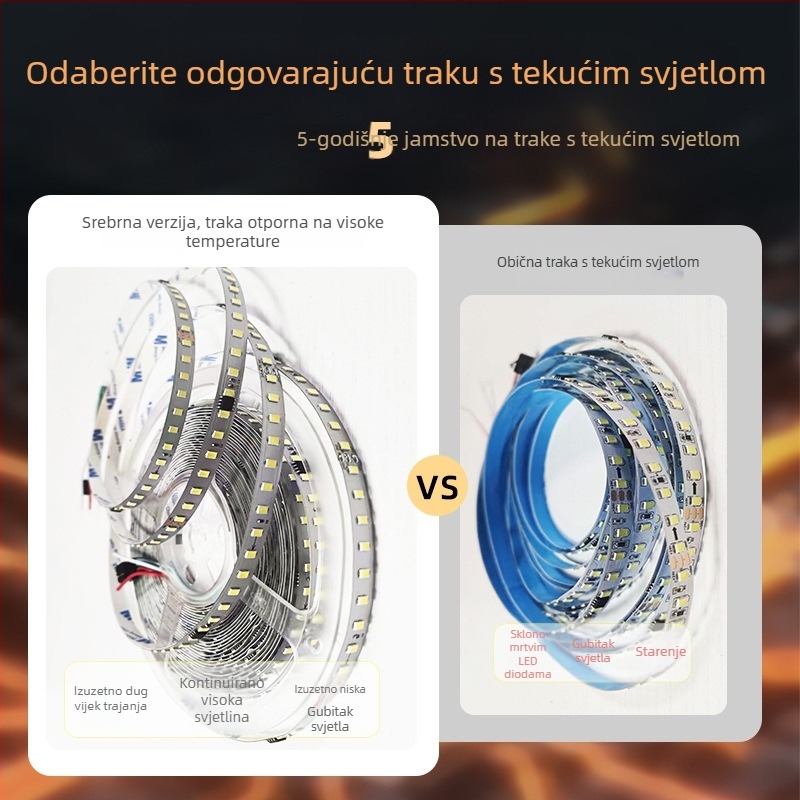 Ugradbena linearna LED traka s učinkom tekuće vode i efekta praćenja svjetla za vjenčanja i bankete, trobojne boje, samoljepljiva i regulirajuća