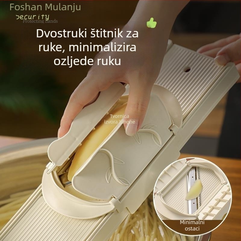 XINGHE Višestruki rezač za krumpire: julienne, ribanje, rezač za ploške, sa silikonskom pločom