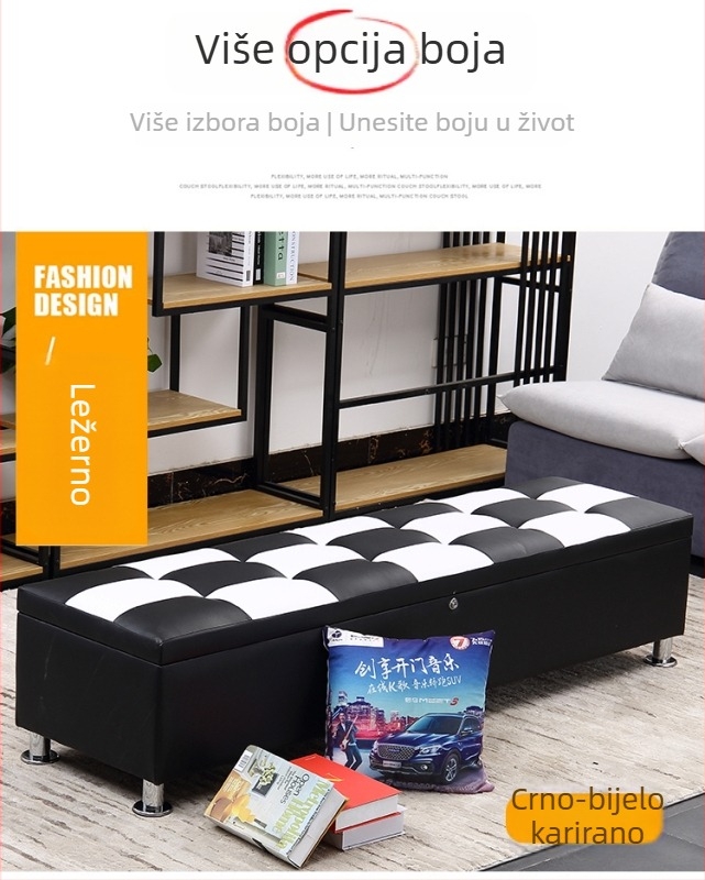 Duga kožna kutija za pohranu ispod kauča sa zaključavanjem i ugrađenom stolicom za presvlačenje cipela