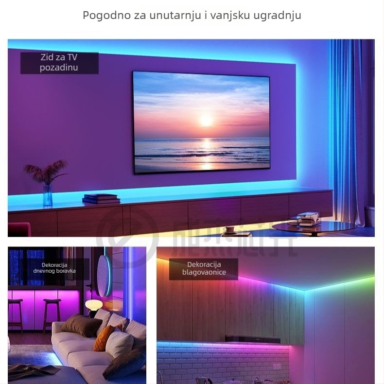 Inteligentni RGB neonski trak sa silikonskim premazom, daljinski upravljač s 24 tipkama, promjena boje, za gaming atmosferu, štand i reklamni tekst