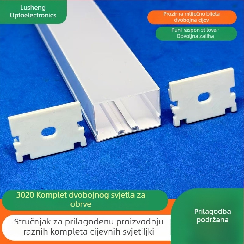 Potpuno plastični dvodijelni LED profil za LED traku, tvrda LED traka, linearno osvjetljenje za ormar, ugrađeno kućište 3020 za kupaonicu