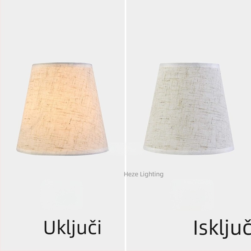 Tekstilni abažur za zidnu lampu i lustru, boja lana, clip-bubble stil
