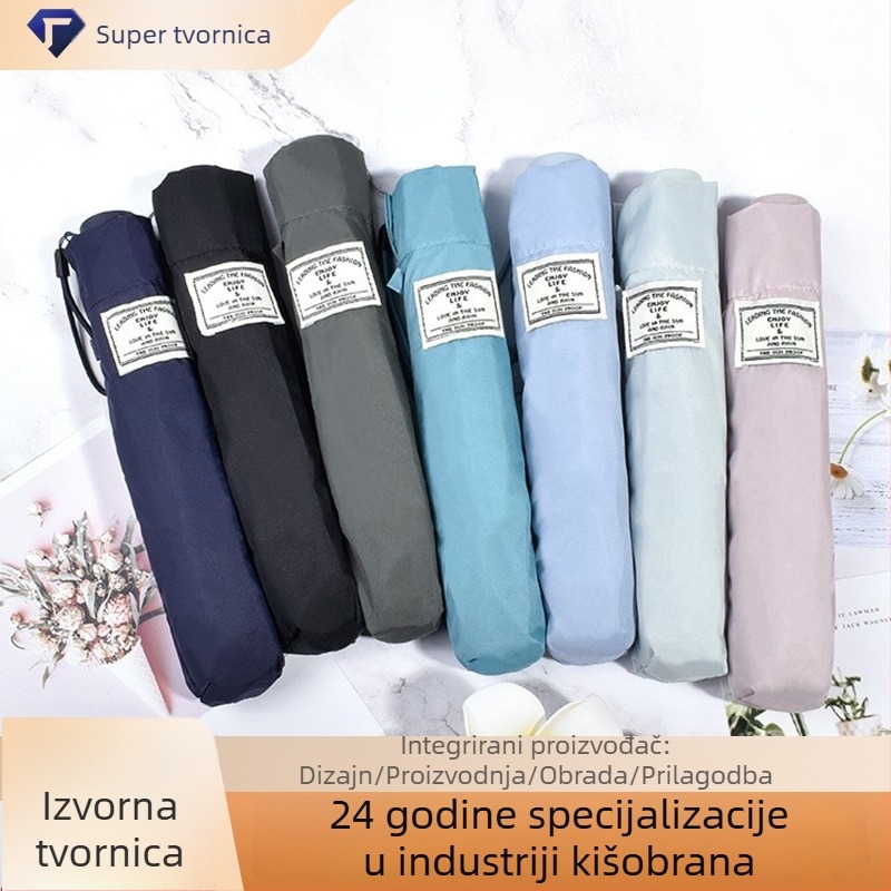 Mini prenosni kišobran od karbonskih vlakana, trodijelni, 98 g, džepni, jednobojan, kiša i sunce, mogućnost prilagođavanja logotipa