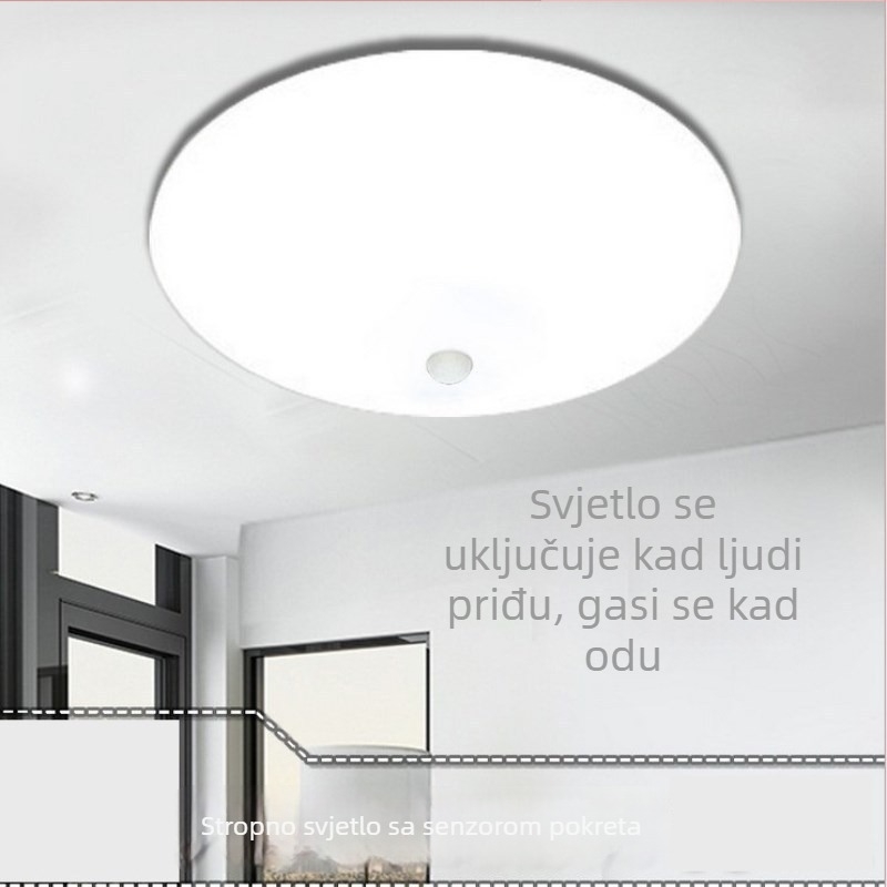 LED plafonjera s senzorom pokreta, kružnog oblika od akrila, bijela, za hodnik, spavaću sobu i balkon, pametna