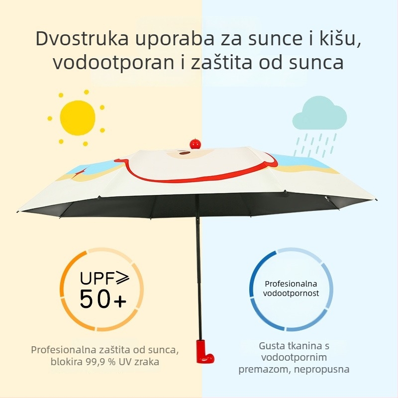 Veliki dječji sklopivi kišobran za sunce i kišu, UV zaštita, za učenice