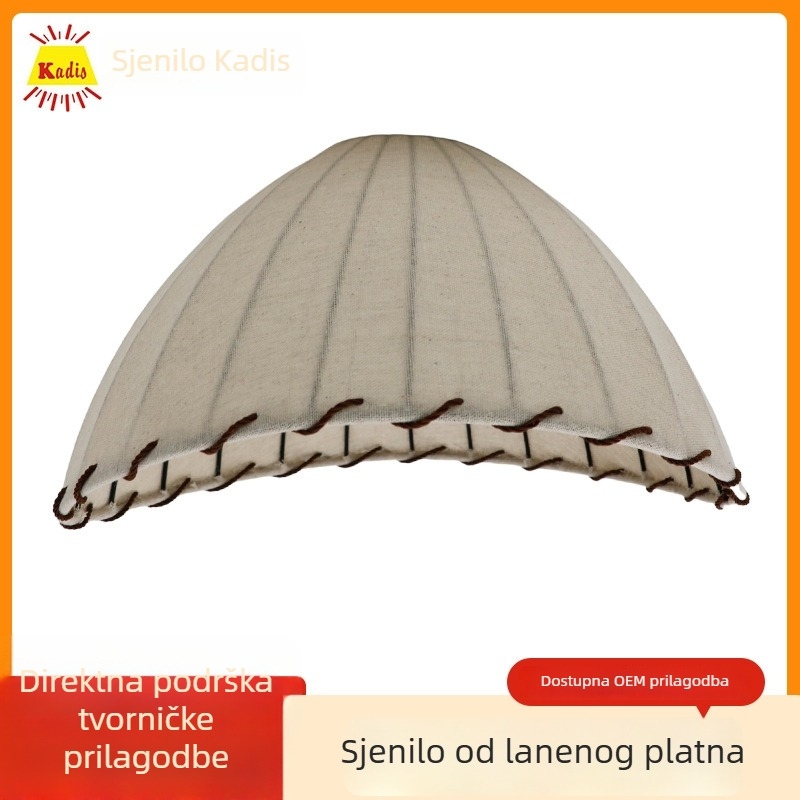 Laneni platneni abažur za viseće, stolne i stojeće lampe; okrugli zidni abažur