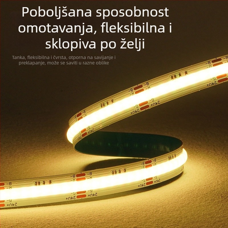COB RGB LED traka – niskonaponska, višebojna promjena uz ravnomjernu rasvjetu za atmosferu i scensku rasvjetu, visoka svjetlost