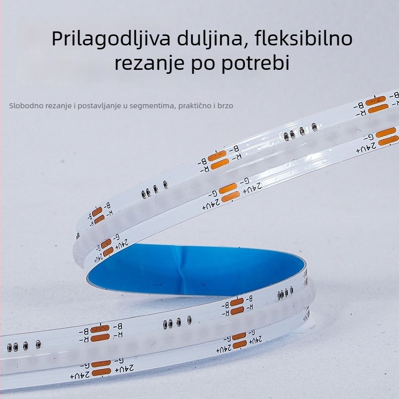 COB RGB LED traka – niskonaponska, višebojna promjena uz ravnomjernu rasvjetu za atmosferu i scensku rasvjetu, visoka svjetlost