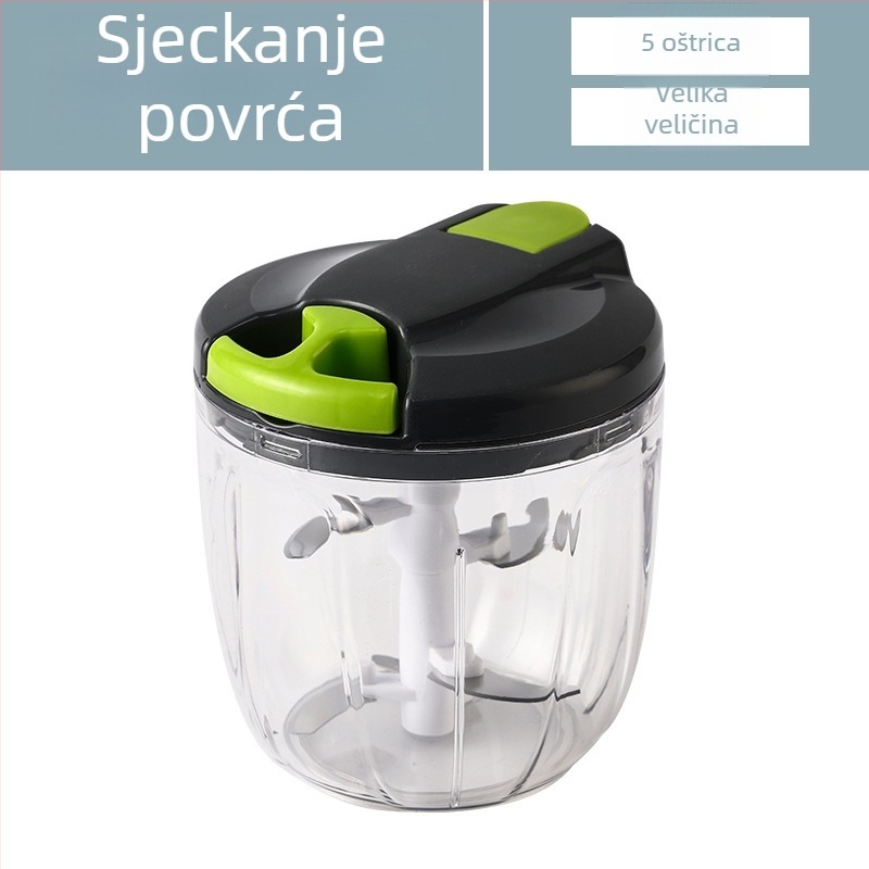 Kompaktni praktični alat za češnjak s ručnim vučenjem i šarenim dizajnom, pribor za dječju hranu i kućni višefunkcionalni sječkač povrća
