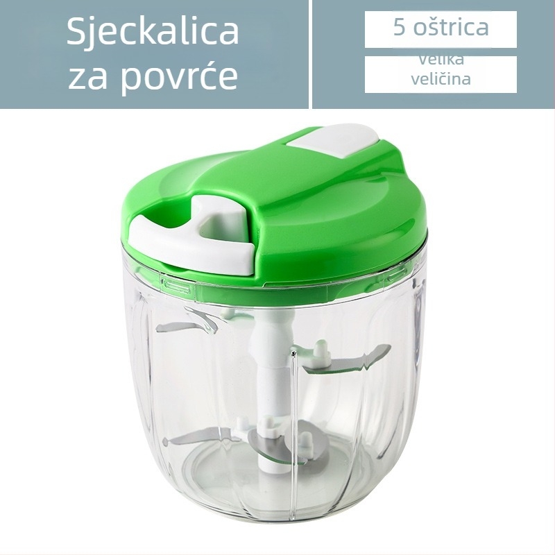 Kompaktni praktični alat za češnjak s ručnim vučenjem i šarenim dizajnom, pribor za dječju hranu i kućni višefunkcionalni sječkač povrća
