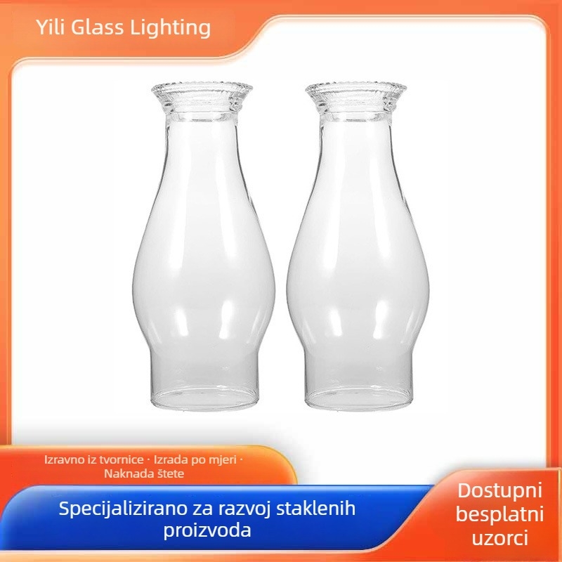Stakleni abažur za kerosinsku lampu, retro stil, reljefni uzorak, borosilikatno staklo, vanjski otporan na vjetar