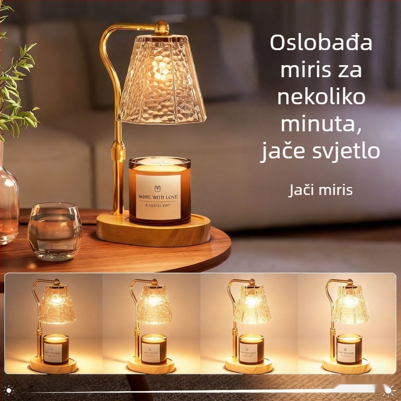 Novi model difuzor mirisa bez plamena sa staklenim topionikom voska, prilagodljiva visina, noćno svjetlo i stolna lampa za spavaću sobu